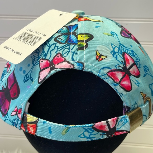 Butterfly 🦋 Turquoise with Multicolored Butterflies Baseball Cap - Picture 7 of 12